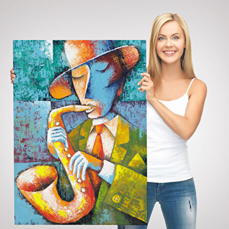 Saksafon Çalan Adam Kanvas Tablo-6461