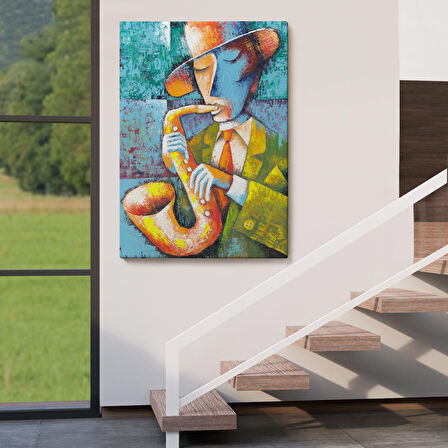 Saksafon Çalan Adam Kanvas Tablo-6461