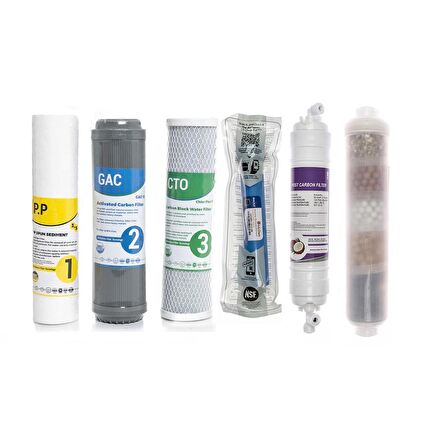 Arıtma Cihazı Çift Karbonlu Açık Kasa 6'lı Filtre Seti, 10 Aşama