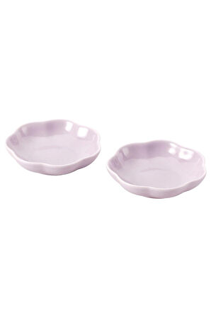 2 Adet Sos Tabağı İkea 2'li Set Yaprak Formlu Sosluk Pembe Renk Stonware Tabak