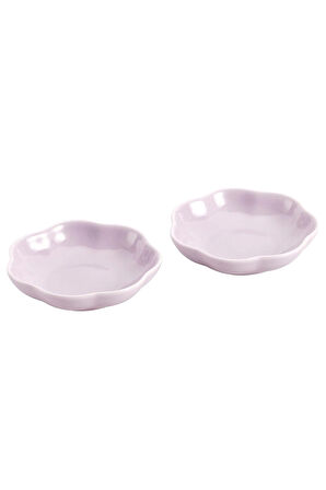2 Adet Sos Tabağı İkea 2'li Set Yaprak Formlu Sosluk Pembe Renk Stonware Tabak
