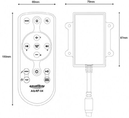 Aquatic AQ-RF-34 radyo frekanslı el tipi kumanda