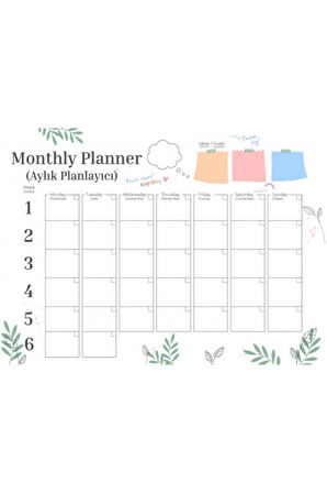 Monthly Planner Statik Elektriklenme ile Kendiliğinden Tutunan Akıllı Kağıt (Kağıt Not Tutucu)