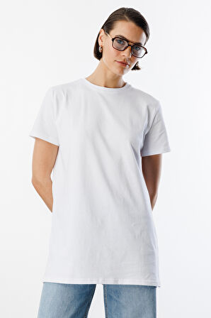 Regular Fit Bisiklet Yaka Basic Düz Kısa Kollu %100 Pamuk Tunik OVERSIZE-TUNIK