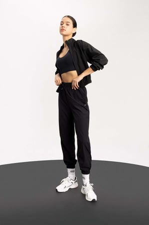 DeFactoFit Sporcu Dokuma Jogger Eşofman Altı Standart Fit A2437AX24SPBK81