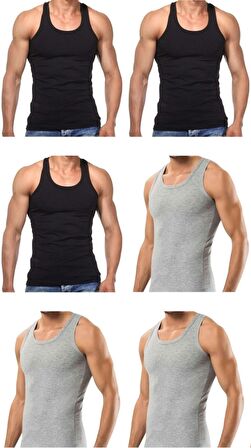 6 Adet Erkek Slim Fit Dar Kalıp Likralı Penye Sporcu Atleti(Rambo Atleti)