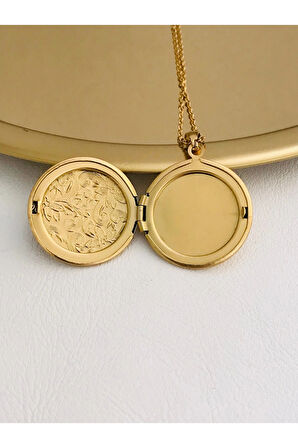 Çelik Kararmaz Fotoğraflık Açılır Kapaklı Madalyon Kolye 2,5 cm