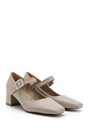 Ten Küt Burun Kare Ökçe Mary Jane Ayakkabı