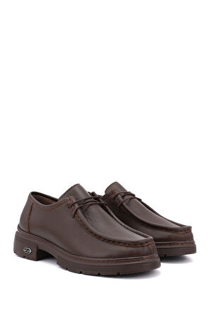 Kahverengi Bağcıklı Hakiki Deri Comfort Ayakkabı