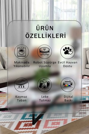 Yıkanabilir Kaymaz Taban Dijital Baskılı Halı ve Yolluk – Leke Tutmaz Salon & Mutfak Halısı