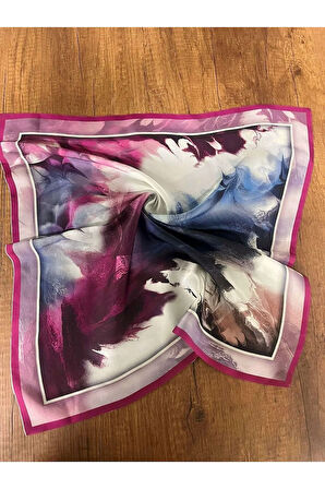 Şifon Saten Fular Desenli Fular Bandana Aksesuar