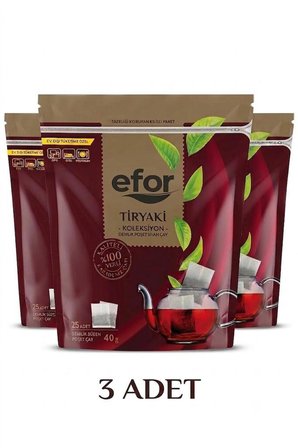 Efor Çay Tiryaki Koleksiyon Demlik Poşet Çay 25'li 40gr 1kg X3 Adet