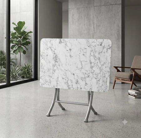 60x90 cm Ahşap Katlanır Masa Metal Ayaklı Portatif Çok Amaçlı Balkon, Bahçe ve Mutfak Masası