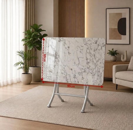 60x90 cm Ahşap Katlanır Masa Metal Ayaklı Portatif Çok Amaçlı Balkon, Bahçe ve Mutfak Masası