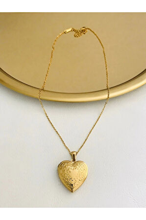 Çelik Kararmaz Fotoğraflık Açılır Kapaklı Kalp Kolye 2,5 cm