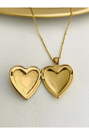 Çelik Kararmaz Fotoğraflık Açılır Kapaklı Kalp Kolye 2,5 cm