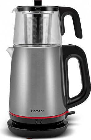 Homend Royaltea 1750H Cam Demlikli Inox Siyah Çay Makinesi