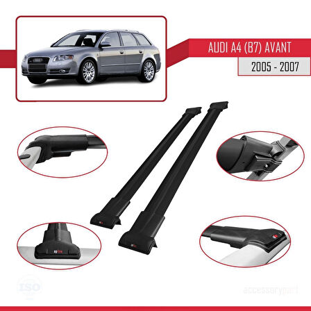 A4 (B7) Avant 2005-2007 Arası ile Uyumlu FLY Model Ara Atkı Tavan Barı Siyah 2 Adet