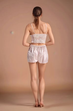 Kadın Pudra Saten Gelin 6'lı Çeyiz Seti Sabahlık & Gecelik & Pijama Şortlu Takım Q8U6O2K0KKA