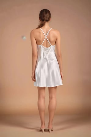 Kadın Ekru Saten Gelin 6'lı Çeyiz Seti Sabahlık & Gecelik & Pijama Şortlu Takım Q8U6O2K0KKA