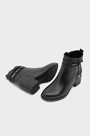 Hakiki Deri Fermuarlı Kadın Bot