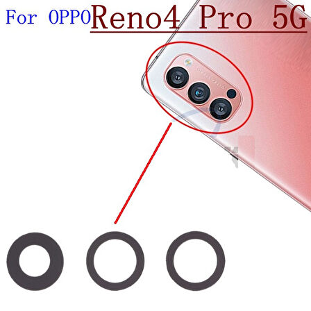 Tkgz Oppo Reno 4 PRO Arka Kamera Camı Lens Yapışkanlı