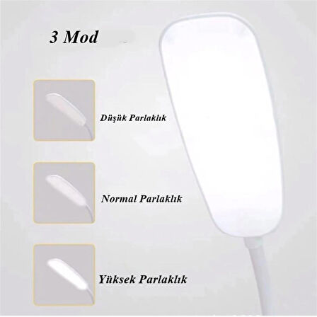 Şarjlı Masa Lambası Dokunmatik Düğmeli 3 Mod 18 Led Beyaz Masa Lambası