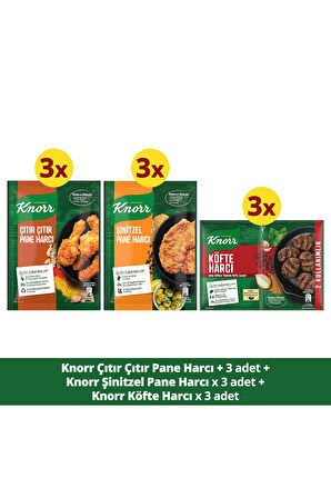 Knorr Harç Paketi Pane Harcı 90g / Köfte Harcı 82g / Çıtır Pane Harcı 90g 9 lu Set