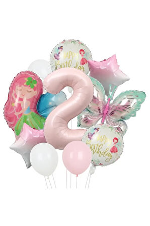 Peri Kızı Kelebekli Doğum Günü yaş balon set