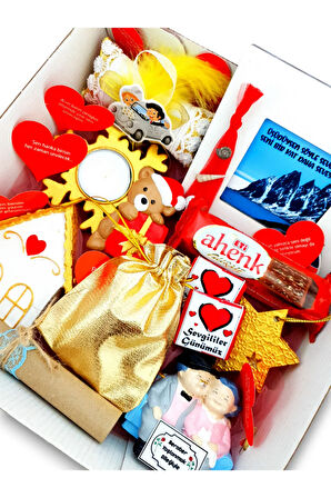 Sürpriz 14 Şubat 2024 Anlamlı Sevgililer Günü hediyesi Hediye kutusu Konsept Set Bears 14goldbox1A