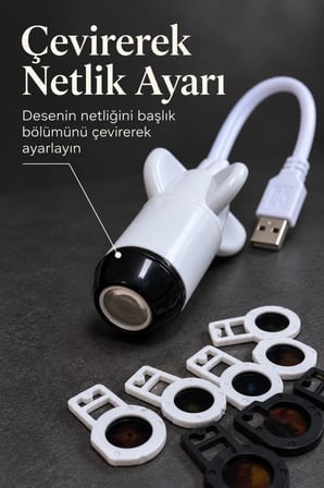 Desenli Projeksiyon Lambası Bilgisayar Usb Girişinden Kullanımlı