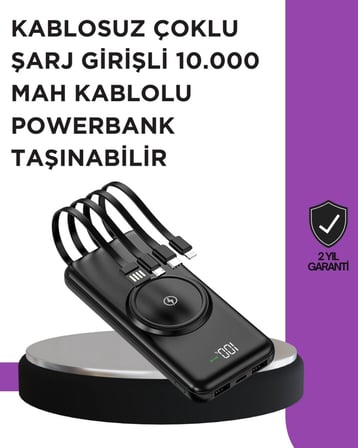 Çoklu Cihaz Uyumu İle Kablolu Ve Kablosuz Şarj - Pratik Powerbank