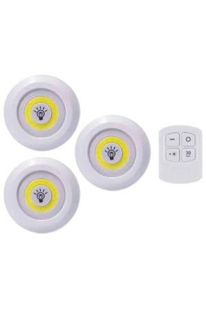 Led Lamba 3'lü Uzaktan Kumandalı Yapışkanlı