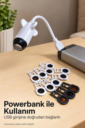 Usb Projeksiyon Lambası Değiştirilebilir Desen Kartlı Roket Tasarımlı