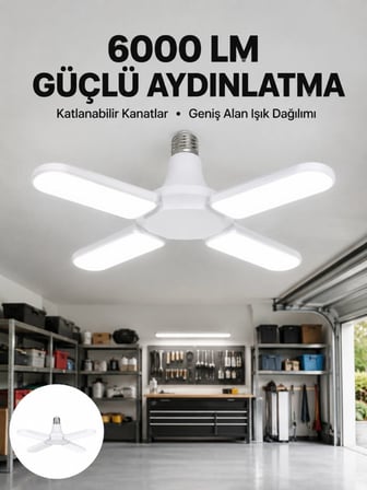 Enerji Tasarruflu Led Ampül 60 Watt 4 Kollu Beyaz Işık Yeni Nesil