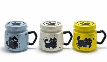 3d Kedi Figürlü Kapaklı Kupa Bardak Alk5034