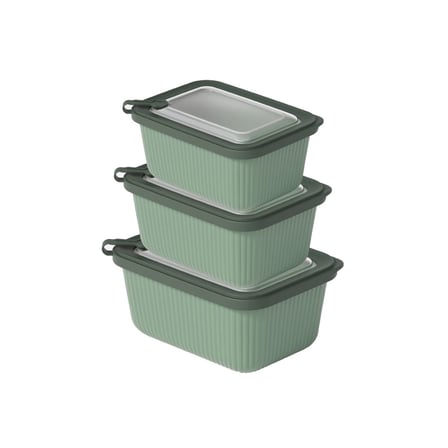 Plastik Saklama Kabı Seti - Mikrodalga Uyumlu Dikdörtgen (600/1100/1800 ml)