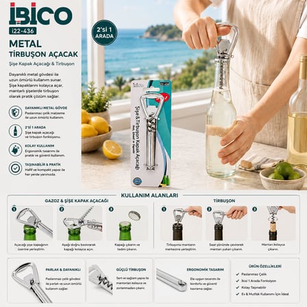 Metal 3in1 Tirbüşon Kapak Açacak