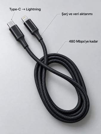 30w Pd Hızlı Şarj Kablosu Type C Lightning Led Göstergeli