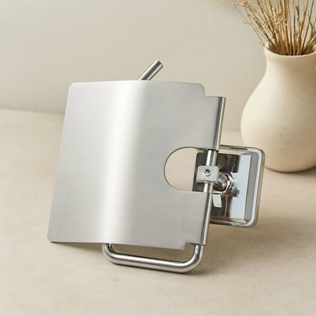 Geniş Kapaklı Metal WC Kağıtlığı (Yapışkanlı Montaj)