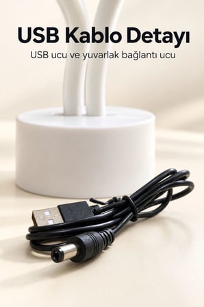 Flamingo Led Lamba Usb Kablolu Beyaz Gövdeli