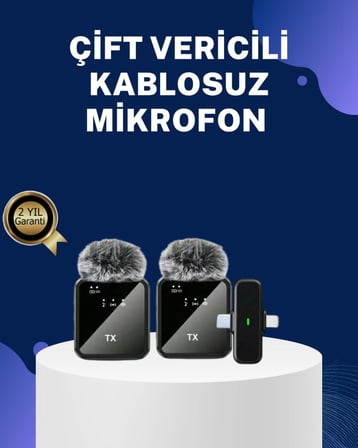 2in1 Kablosuz Yaka Mikrofonu İos Ve Android Uyumlu