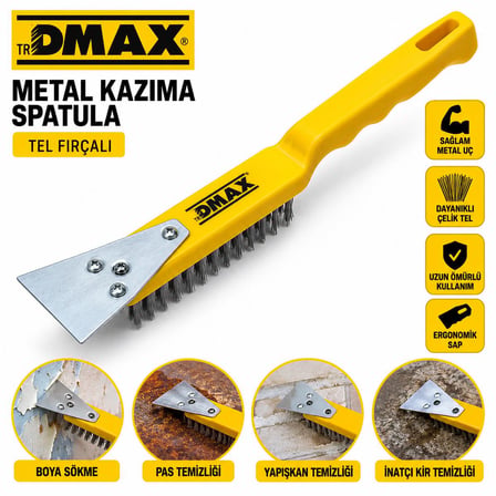 Çelik Tel Fırça ve Metal Kazıma Spatula 270 mm 2in1