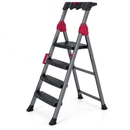 3+1 Basamaklı Metal Merdiven - 150 kg Taşıma Kapasiteli