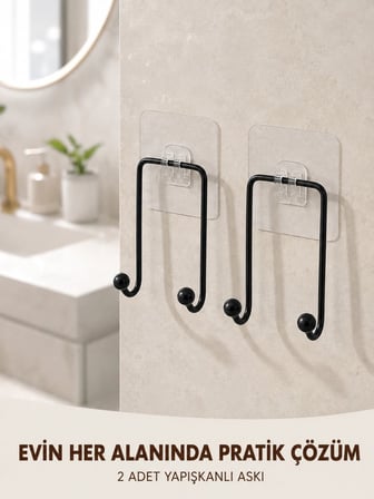 2'li Yapışkanlı Duvar Askısı Mutfak Banyo Ve Ev İçin Askılık