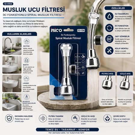 Musluk Ucu Filtresi 2 Fonksiyonlu 360° Dönebilen (16-19mm)