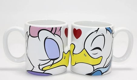 Donald Ve Daisy Duck 2'li Öpüşen Çift Kupa Bardak Seti Alk4539