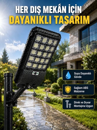 Güneş Enerjili Dış Mekan Led Lambası Geniş Aydınlatma Açılı Akıllı Sokak Lambası