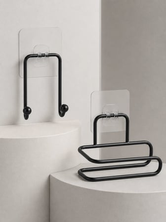 2 li Yapışkanlı Banyo Düzenleme Seti Rulo Kağıt Tutucu Ve Havlu Askılığı