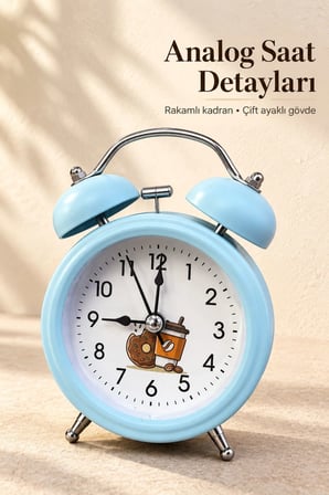 Çift Çanlı Analog Çalar Saat Dekoratif Masa Saati